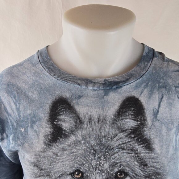 The Mountain T Shirt Men 2XL Blue 2013 Collin Bogle Wolf Big Face Tie Dye Nature - Picture 2 of 9